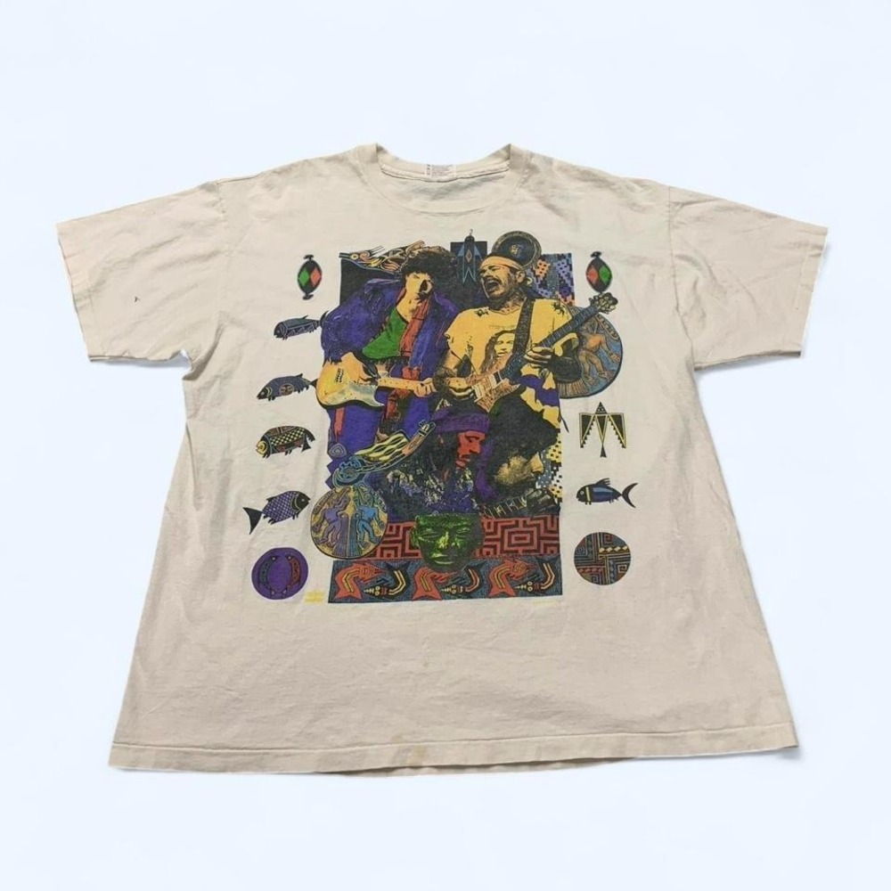 Vintage 1993 Bob Dylan & Santana Tour T-Shirt XL Liquid Blue Style